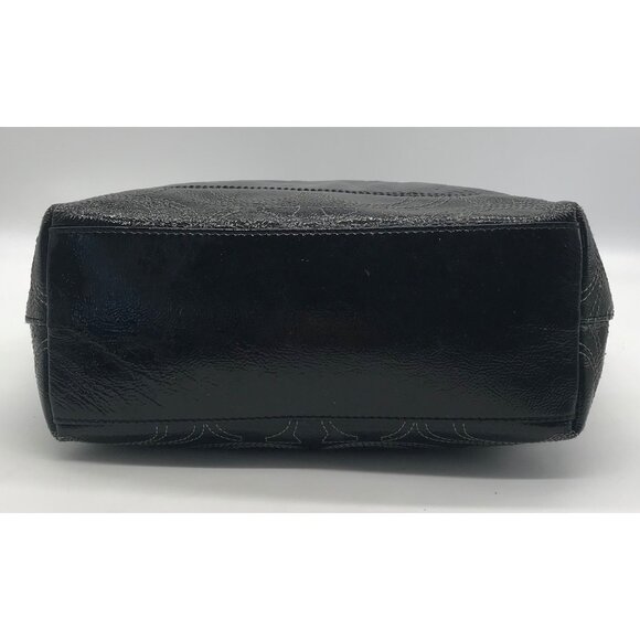 Coach Stripe Stitched Black Patent Leather Tote F19198 - Picture 5 of 11